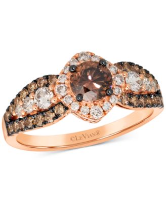 Le Vian - Chocolate Diamond & Nude Diamond (1-1/2 ct. t.w.) Halo Ring in 14k Rose Gold