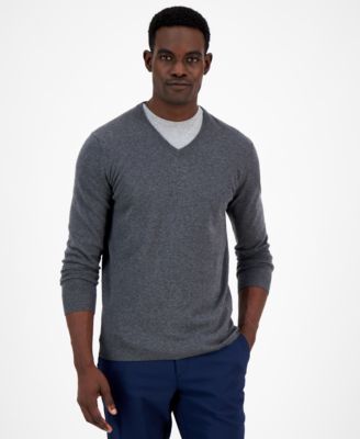 Alfani - Men's Solid V-Neck Cotton Sweater
