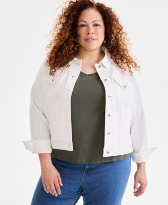 Style & Co - Plus Size Embroidered Floral Denim Jacket