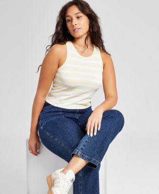 And Now This - Women's Striped Sleeveless Sweater Tank Top