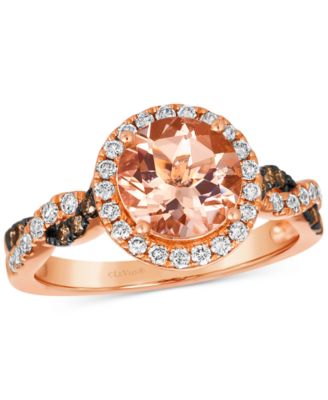 Le Vian - Morganite (1-3/8 ct. t.w.) & Diamond (3/8 ct. t.w.) Halo Ring in 14k Rose Gold