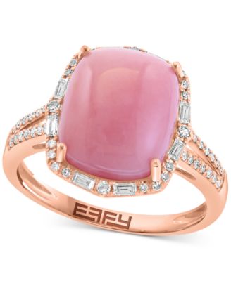 EFFY Collection - Pink Opal (4-1/2 ct. t.w.) & Diamond (1/4 ct. t.w.) Statement Ring in 14k Rose Gold