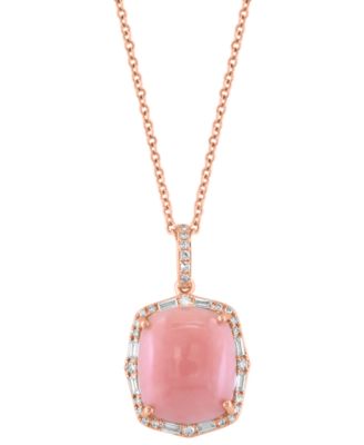EFFY Collection - Pink Opal (4-1/2 ct. t.w.) & Diamond (1/5 ct. t.w.) 18" Pendant Necklace in 14k Rose Gold