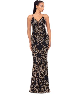 B&A By Betsy and Adam - Women's Sequin Embellished Sleeveless Gown