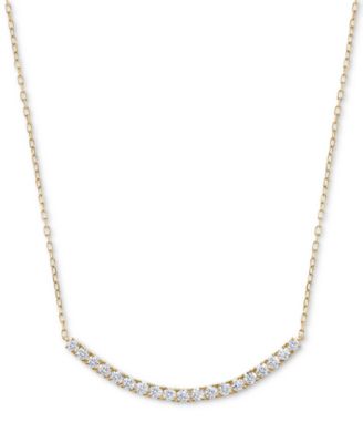Macy's - Diamond Curved Bar Pendant Necklace (3/4 ct. t.w.) in 14k Gold, 16" + 2" extender