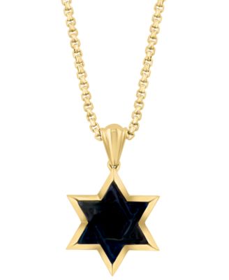 EFFY Collection - Men's Onyx Star of David 22" Pendant Necklace in 10k Gold