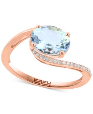 EFFY Collection - Aquamarine (1-1/2 ct. t.w.) & Diamond (1/20 ct. t.w.) Oval Twist Ring in 14k Rose Gold