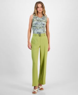 Bar III - Women's High Rise Belted Wide Leg Pants, Exclusively at Macy's