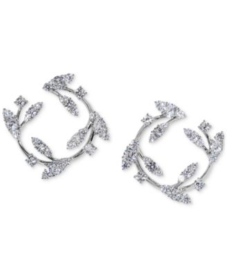 Eliot Danori - Silver-Tone Cubic Zirconia Vine Front-to-Back Hoop Earrings