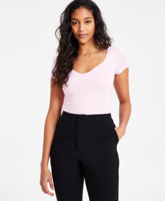 Bar III - Women's Sweetheart-Neck Short-Sleeve Bodysuit