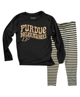 Wes & Willy - Toddler Purdue Boilermakers Long Sleeve Top and Striped Leggings Set