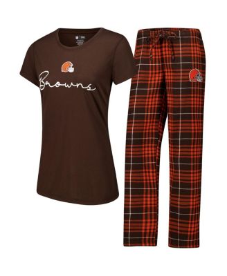 Concepts Sport - Women's Cleveland Browns Vector T-Shirt Flannel Pants Sleep Set