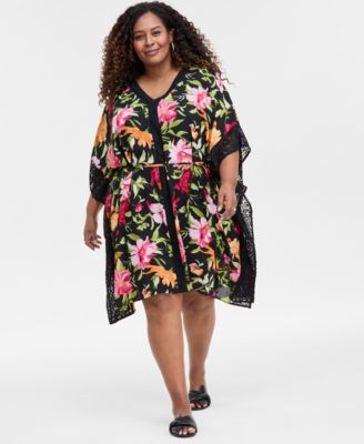 JM Collection - Plus Size Floral-Print Caftan Dress