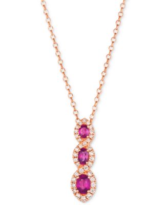 Le Vian - Ruby (1 ct. t.w.) & Nude Diamond (3/8 ct. t.w.) Pendant 18" Necklace in 14 Strawberry Gold