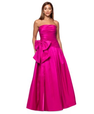 XSCAPE - Women's Bow-Trim Ruched Strapless Gown