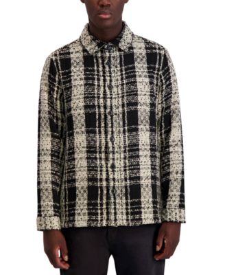 KARL LAGERFELD PARIS - Men's Relaxed Fit Plaid Button-Front Jacket