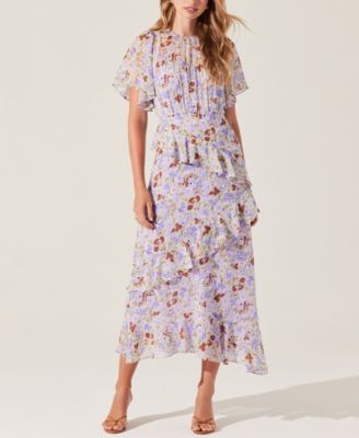 ASTR the Label - Women's Floramae Floral Ruffle-Trim Midi Dress