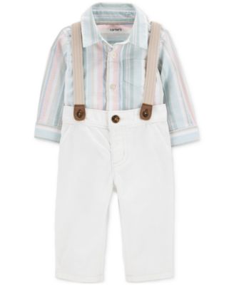 Carter's - Baby Boys 3-Pc. Button-Front Bodysuit, Pants, & Suspenders Pants Set