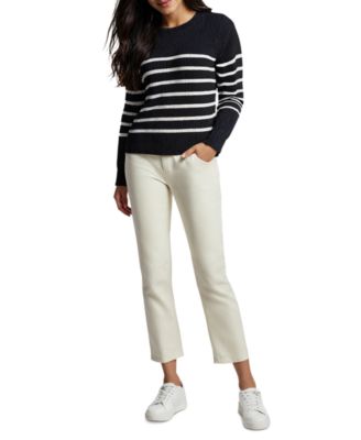 Three Dots - Women's Abigail Striped Crewneck Sweater