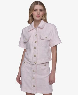 KARL LAGERFELD PARIS - Women's Tweed Fringe-Trim Jacket