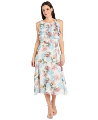 R & M Richards - Petite Floral-Print Ruffled Midi Dress