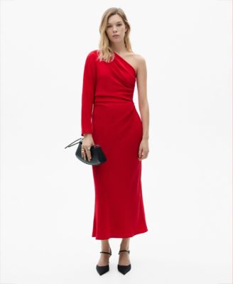 MANGO - Women's Asymmetric Draped Gown