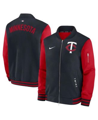 Nike - Men's Navy/Red Minnesota Twins Authentic Collection Dugout Full-Zip Bomber Jacket