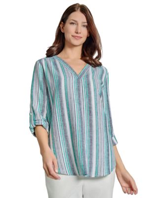 Jones New York - Women's Striped Linen-Blend Tunic