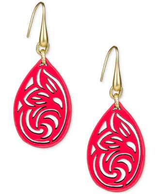 Patricia Nash - Gold-Tone Lace Pattern Leather Drop Earrings