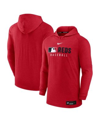 Nike - Men's Heather Red Cincinnati Reds Authentic Collection Tri-Blend Performance Pullover Hoodie