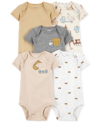 Carter's - Baby Boys Short-Sleeve Construction Bodysuits, 5 Pack