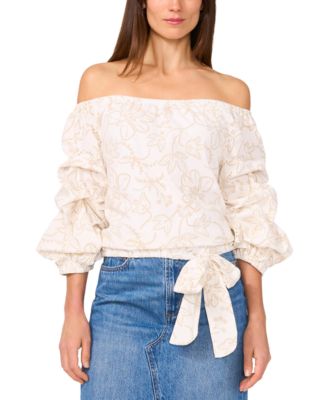 Vince Camuto - Women's Floral Cotton Off-The-Shoulder Blouse