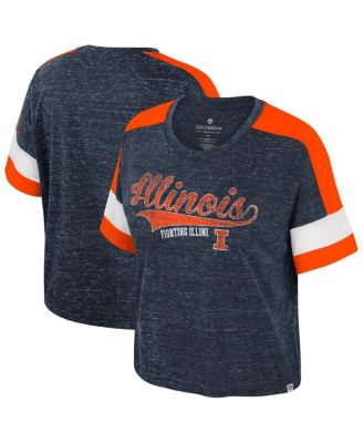 Colosseum - Women's Navy Illinois Fighting Illini Color Block Scoop Neck T-Shirt