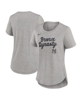 Nike - Women's Heather Gray New York Yankees Script Tri-Blend T-Shirt
