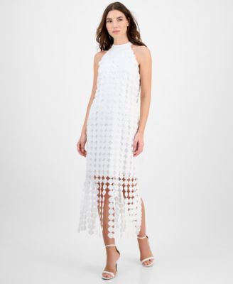 Anne Klein - Petite Lace Fringe-Hem Sleeveless Dress