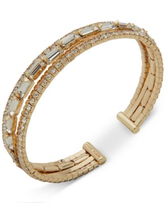 Anne Klein - Gold-Tone Mixed Crystal Multi-Row Cuff Bracelet