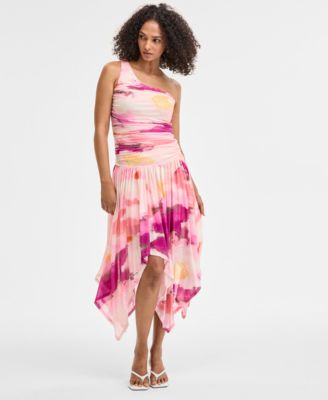Bar III - Women's Printed Mesh One-Shoulder Dress, Exclusively at Macy's