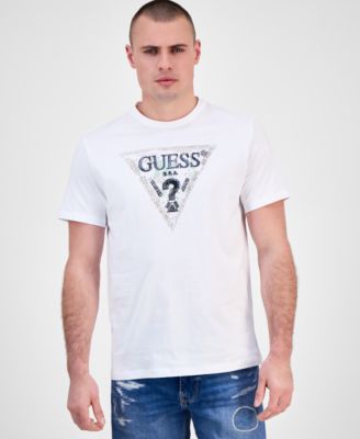 GUESS - Men's Short Sleeve Triangle Logo Crewneck T-Shirt