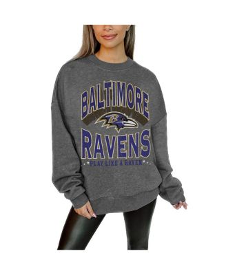 Gameday Couture - Women's Charcoal Baltimore Ravens Long Weekend Premium Fleece Drop Shoulder Pullover Sweatshirt