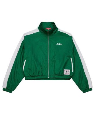 Mitchell & Ness - Women's Green New York Jets Nylon Cropped Full-Zip Jacket