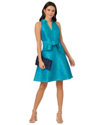 Adrianna Papell - Women's Floral Sleeveless Tie-Waist Mini Dress