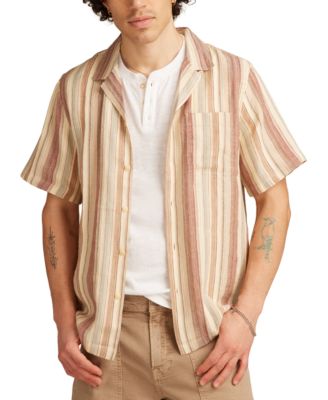 Lucky Brand - Men's Short Sleeve Dobby Stripe Button-Front Camp Shirt