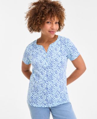 Style & Co - Women's Printed Henley Top, Exclusively at Macy's