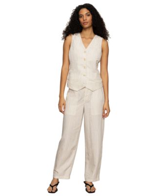 Sanctuary - Women's Metallic-Stripe Button-Front Vest