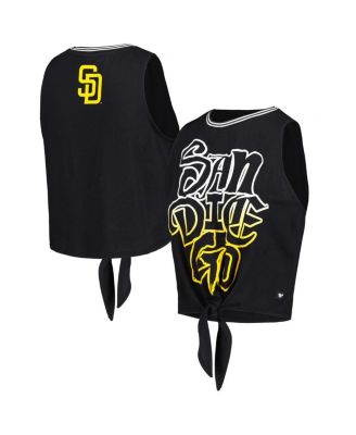 The Wild Collective - Women's Black San Diego Padres Twisted Tie Front Tank Top