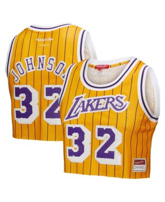 Mitchell & Ness - Women's  X Dannijo Magic Johnson Yellow Los Angeles Lakers Fashion Cropped Basketball Jersey