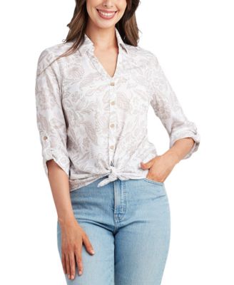 BCX - Juniors' Printed Button-Up Shirt