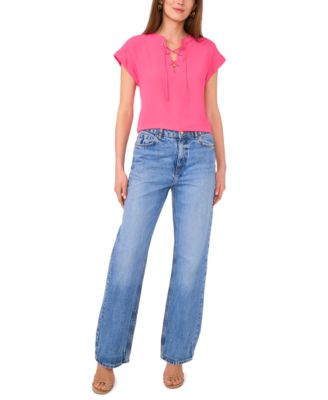 Vince Camuto - Women's Lace-Up Dolman-Sleeve Top
