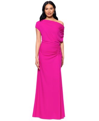 Betsy & Adam - Women's Asymmetric Ruched Gown