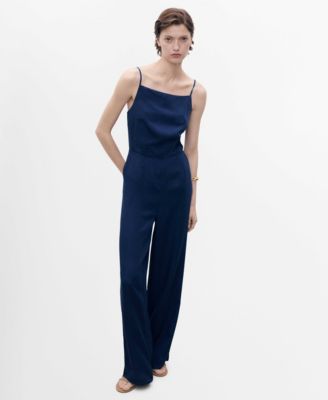 MANGO - Women's Long Denim-Effect Jumpsuit